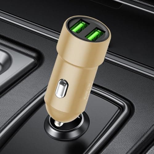 Metal USB Car Charger Portable Safe Auto Adapter Gold — view 3