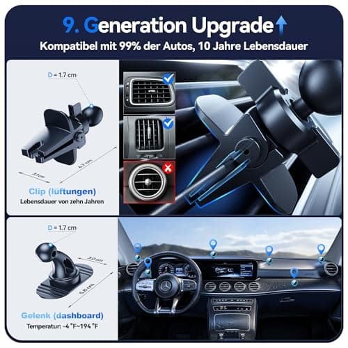 Auckly 15W for MagSafe Car Mount Charger, (3.81 lbf) Strong Magnetic Wireless Car Charger, Air Vent/Dashboard, Phone Holder Mount for iPhone 17/16/15/14/13/12 & Samsung, Aluminium, Deep Black — view 6