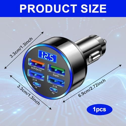 6 in 1 12V/24V Car Charger Fast Charge for IPhone, 300W Super Fast 30Minute — view 2