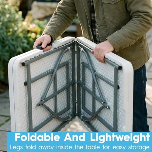 Harbour Housewares Rectangle Folding Trestle Tables - 180cm (6ft) - White - Pack of 2 Outdoor Folding Table for Picnic, BBQ, Garden, Camping, Wedding, Party Catering — view 5