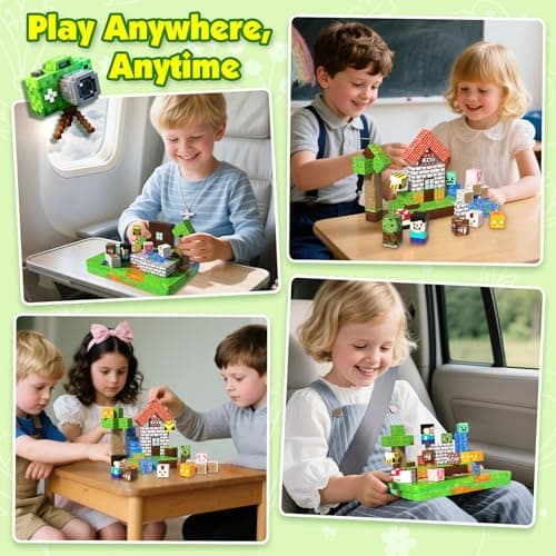 Magnetic Blocks, 60PCS Toddler Travel Toys Magnetic Tiles with Metal Box, Magnets Building Blocks Creative Construction Sensory Toys for Kids Boys Girls Ages 3 4 5 6 7 8 9 10 Birthday Xmas Gifts — view 6