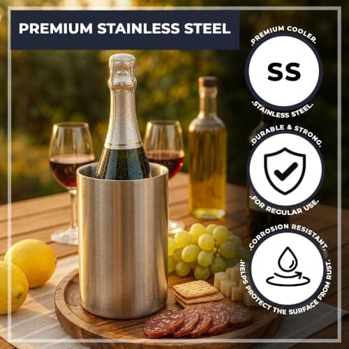 Chabrias 6 Pack Double Wall Stainless Steel Champagne Bucket & Wine Cooler — view 2