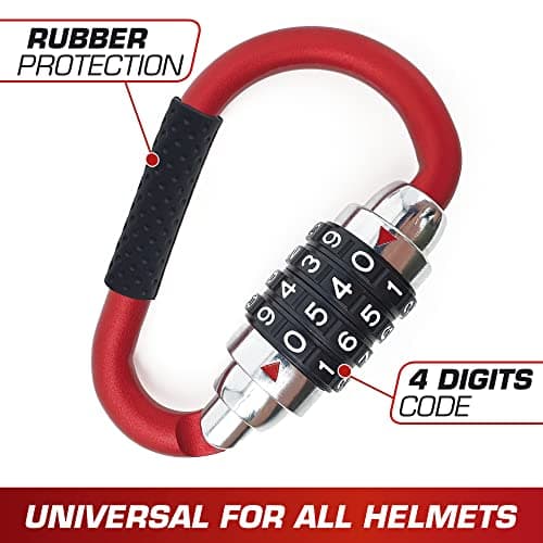 RADIKAL RK540R Motorcycle Helmet Lock, Combination Code Lock, T Buckle Adapter, Security Cable, Carabiner Anti-Theft Padlock Multifunction Universal Scooter, Electric Bicycle, Ebike, Luggage, Backpack — view 5
