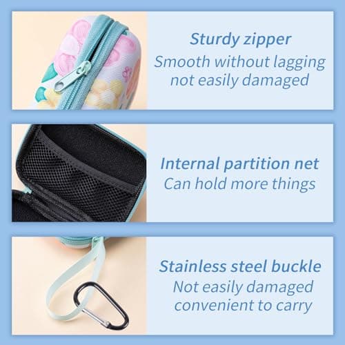 2 Pcs EVA Earphone Case Set with Carabiner, Printed Hearing Aid and Mini Headphone Storage, Portable Hard Shell Zipper Carrying Case for Travel, Outdoor, Office, School — view 5