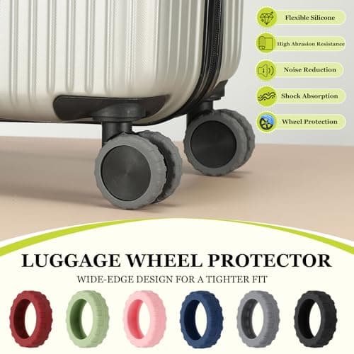 YELARXI 16 Pack Luggage Wheel Protection Cover, Wear Resistant Anti Noise Silicone Protector Cover for 1.8-2.2" Spinner Wheel for Suitcase Chairs Caster Travel, Burgundy — view 3