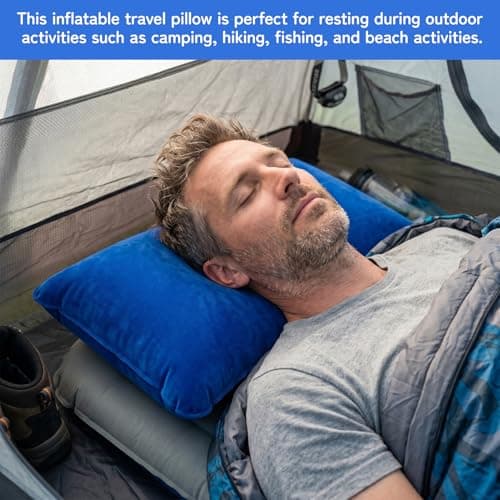 2-Pack Inflatable Camping Pillows, 32 x 20cm, Silver Grey and Royal Blue — view 4