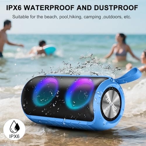 Dyurwa Portable Bluetooth Speaker, 30H Playtime, IPX7 Waterproof, 30W Wireless Speaker with Loud Stereo Sound, Bluetooth 5.3 TWS Pairing, RGB Lights, Music Box for Outdoor, Travel, Party - Blue — view 3