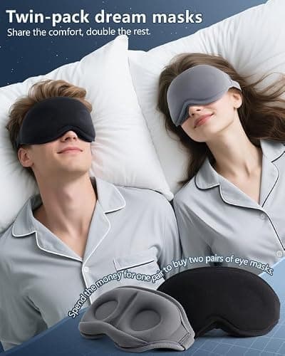Aosun Sleep Mask, 2 Pack of Super Soft and Comfortable Eye Mask for Sleeping, 100% Blackout Sleep Aid Eye Mask for Men & Women with Adjustable Straps, Suitable for Travel, Night Sleeping, Nap — view 4
