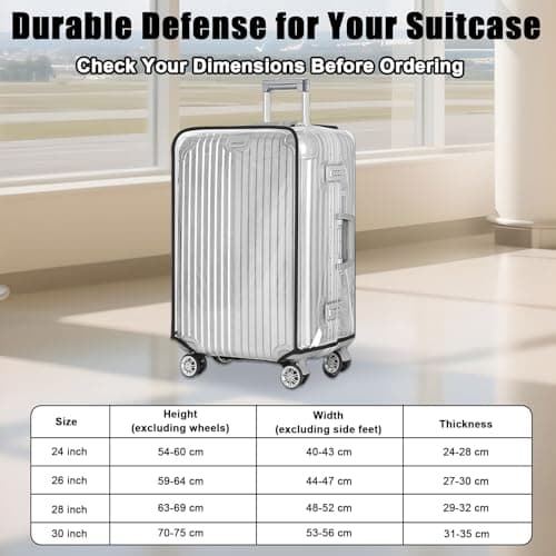 Gweichunon Clear Suitcase Cover 28 inch, Waterproof PVC 28 inch Suitcase Covers Protectors Luggage Cover, Transparent Luggage Protector with Tag, Anti-Scratch Protector for Wheeled Suitcases — view 2