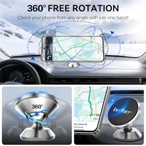ivoler [2-Pack Magnetic Car Phone Holder – Ultra-Compact Mount with Strong N52 Magnets, 360° Rotation, Hands-Free Cradle for iPhone, Samsung, Pixel & More (Metal Plate Required) – Silver — view 3