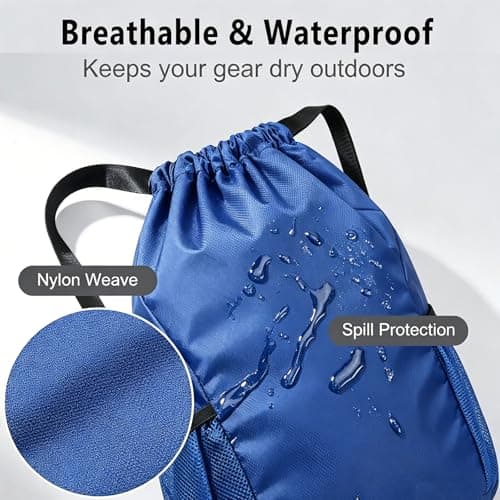 Toced Drawstring Bag, Unisex Large Sports Backpack String Drawstring PE Bags, Sport Gym Sack have Two Side Pockets, Travel Beach Swim School Bag with Waterproof (Royalblue) — view 6