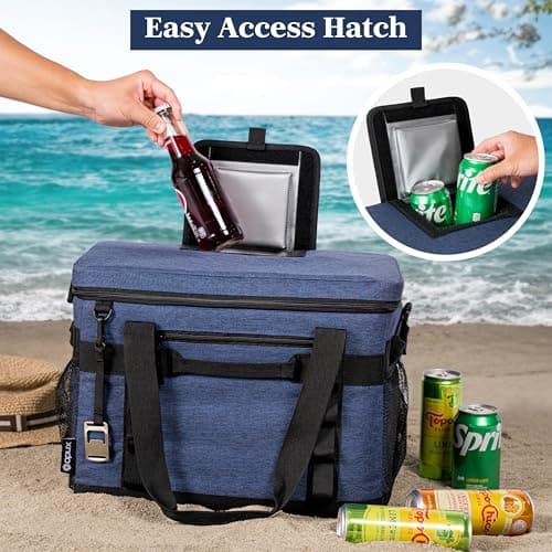 OPUX Soft Cooler Bag, Insulated Collapsible Soft Sided Portable Cooler, 48 Cans Beach Camping Leakproof Cooler with Shoulder Strap, Ice Chest for Travel Road Trip Picnic, Navy Blue — view 4