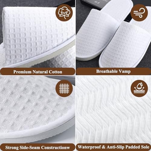 Esoes 5 Pairs of Hotel Slippers, Disposable Deluxe Closed Toe Spa Slippers, Hotel Slippers Women, White House Shoes Washable and Foldable Winter slippers for Spa, Party Guest and Travel — view 4