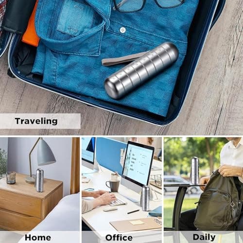 Metal Pill Organizer Weekly,Stackable Waterproof Travel Pill Box,Travel Hiking 7 Day Pill Box Case,Date Display,Large Compartment to Hold Pills, Vitamins,Fish Oil, Supplements (Dark Grey) — view 4