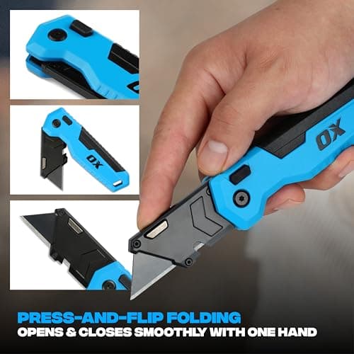 OX Pro Folding Utility Knife with 3 Spare SK5 Premium Steel Blades — view 3