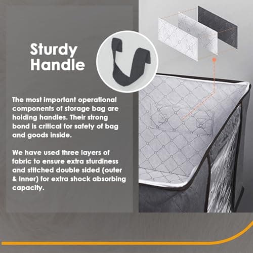 KURNI Storage Bags | Clothes Organizer Boxes, Foldable 6 Pack White, 90L Capacity, 3 Sided Zipper Moving Large Bag. Dust & Moisture Proof — view 6