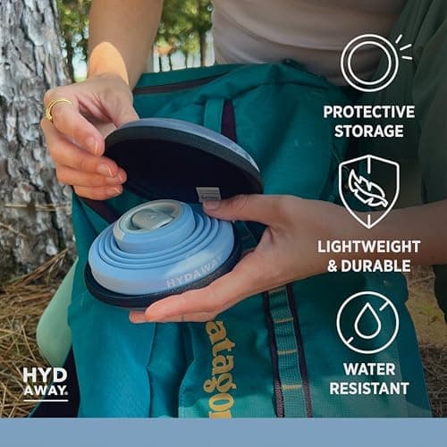 HYDAWAY Travel Case for Collapsible Bottles, Bowls & Cups - Protective Storage with Carabiner Clip - Durable, Water-Resistant, TSA-Friendly (Shasta) — view 3
