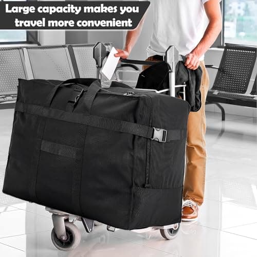 Travel Duffle Bag, Extra Large Lightweight Holdall Bag, Foldable Travel Bags with Hand Strap, Waterproof Carry Bags, for Sports Moving Daily Storage, for Men Women, 70 * 35 * 48cm, Green — view 4