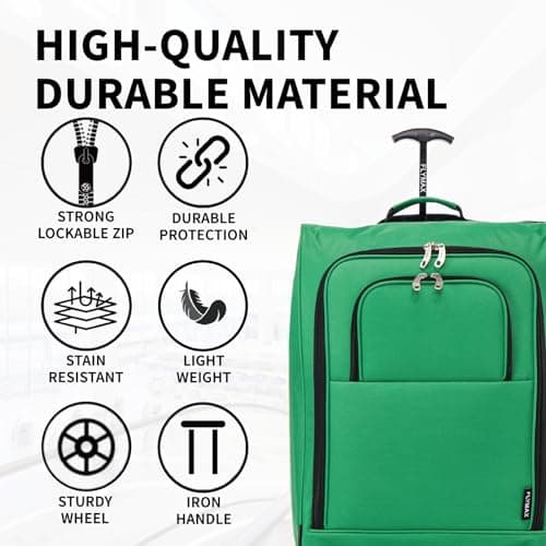 55x40x20 Ryanair Cabin Bag Hand Luggage Lightweight Suitcase Approved Carry on Luggage 1.4kg 44L Fit Green — view 2