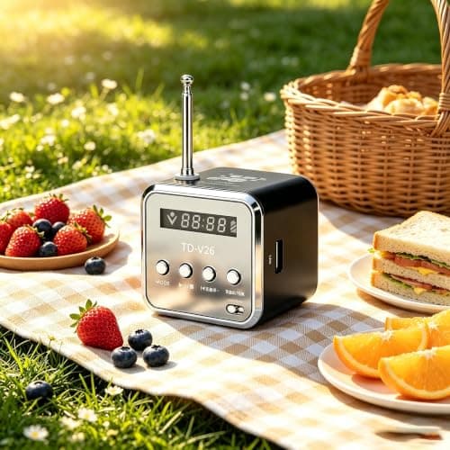 Mini Radio Bluetooth Speaker, Portable FM Radio, Outdoor Wireless Mini Speaker, Music Speaker, MP3 Player, Sound Station, USB, Line-In, Micro SD TF (Black) — view 3