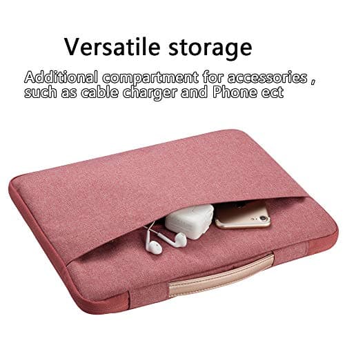 FINDING CASE Macbook Pro 15 inch (A1286/A1398/A1707) Sleeve Pouch Case Shockproof Notebook Carrying Bag for 15-15.4" Laptop Sleeve Handbag with Leather Handle (rose gold) — view 2