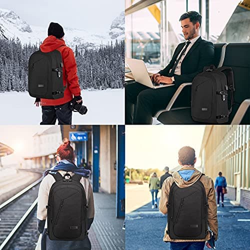 WENIG Large 17.3 Inch Travel Laptop Backpack Water Resistant Anti-Theft Computer Work Bag with USB Charging Port Lock Big Business School Rucksack for Men and Women - Black — view 6