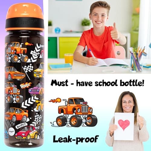 Fringoo 650ml Kids Water Bottle - Leakproof, Straw & Lock Lid - 6 Designs — view 4