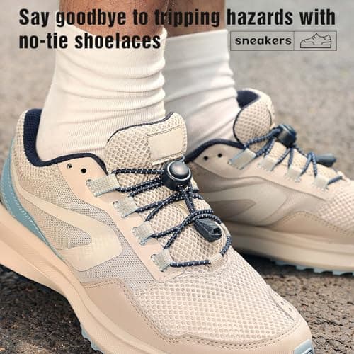 Stepace 2 Pairs Elastic No Tie Lock Buckle Shoe Laces for Trainers Navy Blue — view 3