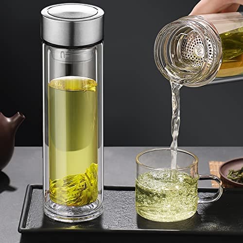 PARACITY Cold Brew Tea Bottle, Double Wall Glass Travel Mug 12oz/350ml — view 4