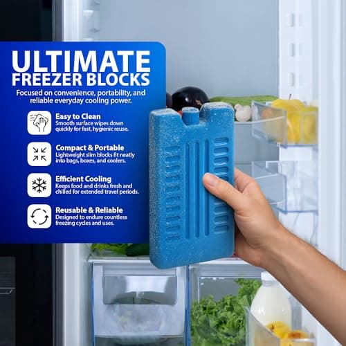 ZENO Freezer Blocks 6 Pack | Reusable Ice Pack | Ice Blocks for Cool Bags, Lunch Box, Travel, Picnic | Maintains Cold Temperature for Hours | Freezer Block for Food & Drink | Leakproof | Ultra Durable — view 4