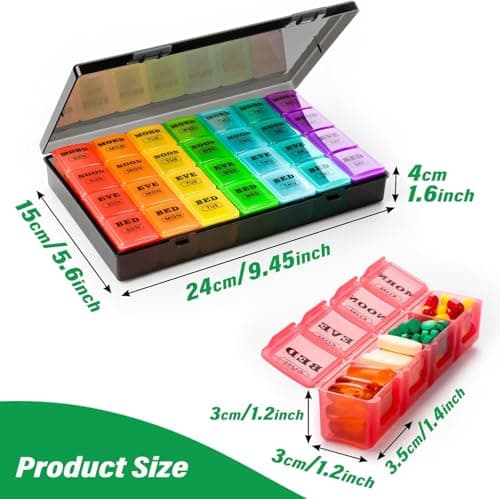 Yaklim Weekly Tablet Organiser 7 Day 4 Times a Day, Large Pill Box — view 3