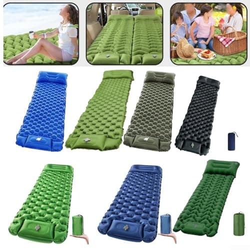 Self Inflating Camping Mattress With Pillow, Lightweight Portable Sleeping padss, Foot Pump In 60S, Connectable For Couples, Hiking Travel(Pine green) — view 5