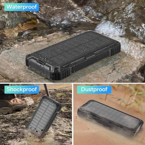 Outdoor Foldable Solar Large Capacity Charger Mobile Power Bank, Portable Mobile Charger Power Bank with 4 Solars Panels, Powerbank Fast Charging with Flashlight Light for Camping (C) — view 5