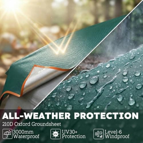 Outsunny 4-6 Person Easy Setup Camping Tent 3000mm Waterproof UV30+ Green — view 5