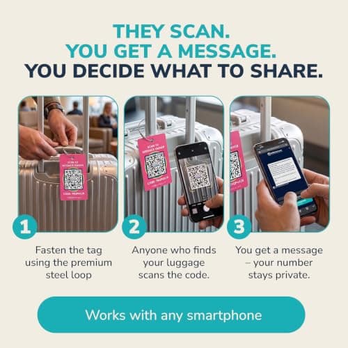 Smart Luggage Tags | Privacy QR Code Luggage Tag, Pink, 2"x3" — view 3
