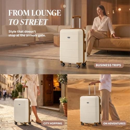 LUGG 24 Inch Jetset Suitcase Hard Shell Case 4 Wheel Travel Bag Lightweight ABS Material with TSA Lock Approved for Travel with easyJet, British Airways, RyanAir, Virgin Atlantic (65x44x25.5cm) — view 4