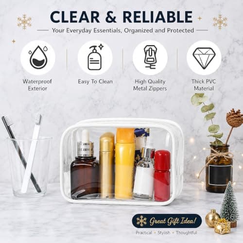 12 Pack Clear Toiletry Bags for Travel, Transparent Makeup Bags with Zip — view 4