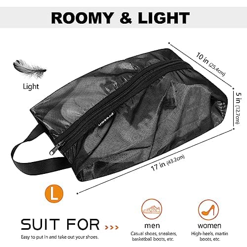 Prezon Travel Shoe Bags, Water Resistant TPU Mesh, Sturdy YKK Zipper, Shoes Storage Bag, Shoes Packing Organizer, Unisex Shoe Pouch for Travel or Home Storage — view 2