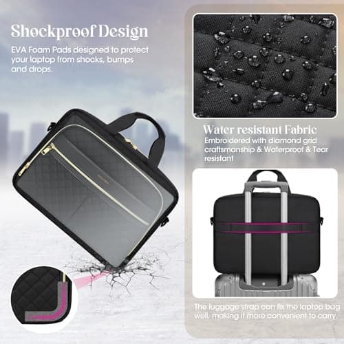IGOLUMON Laptop Bags for Women 17.3 Inch Work Bags for Women Messenger Bag — view 4