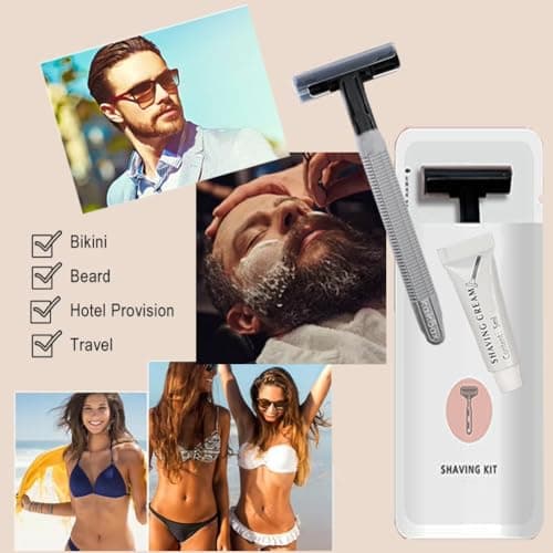 10Pack Portable Travel Disposable Razors Kit Individually Wrapped; Hypoallergenic Manual Shave Set with 10g Shave Cream; Hotel Shaving Razor for Travel,Home, Daily Use — view 6