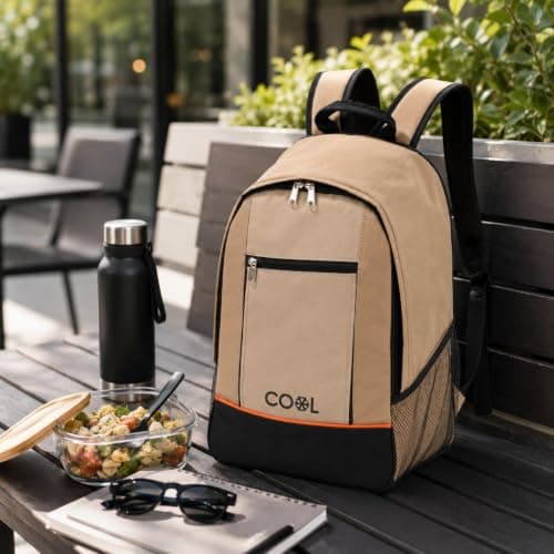 URBNLIVING 20L Insulated Cooler Backpack, Leak-Proof Thermal Foil Lining, Durable Polyester Construction, Hands-Free Food & Drink Storage for Camping, Picnics & Travel - Brown — view 6
