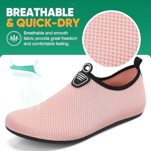 gitzing Water Shoes for Women Men Beach Quick-Dry Swim Aqua Socks Breathable Barefoot Shoes for Beach Surfing Driving Pool Yoga Travel(Pink,39 EU/6 UK) — view 3
