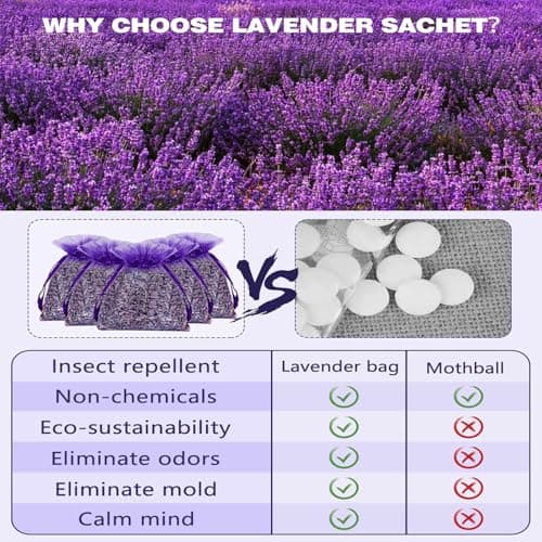 Lavender Bags:30 Bags Dried Lavender Flowers Hand Made as Natural Air Freshener and Moth Repellent for Wardrobes–Wardrobe –Car–Room Air Freshener– Sachets — view 3