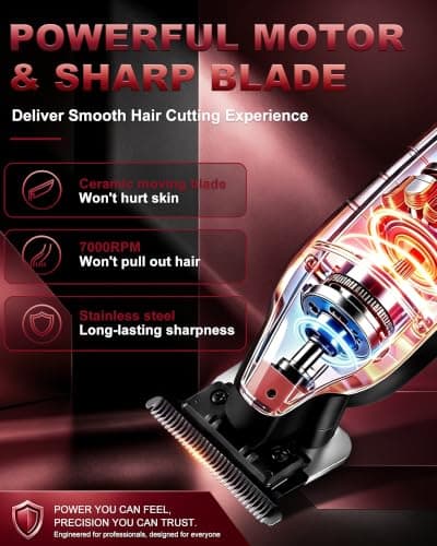 KEMEI 2499 Professional Beard/Hair Trimmer for Men, Black-Red Gradient — view 2