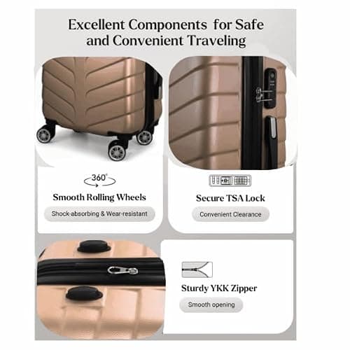 53X38X22CM Cabin Suitcase, Beige — view 3