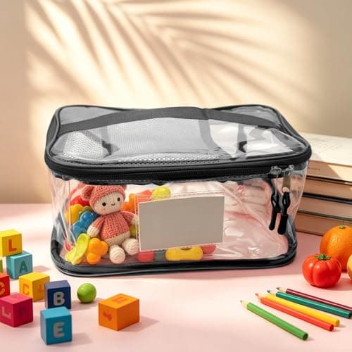 6pcs XL Clear Toy Storage Bags with Handles, Zipper Mesh Storage Bag, Black — view 4