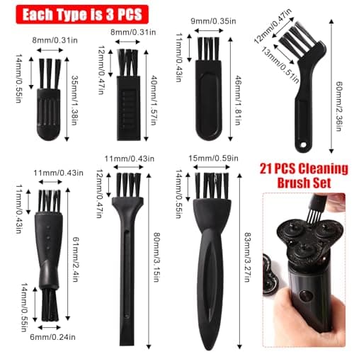 YIXISI 21 PCS Shaver Cleaning Brush Set, Electric Shaver Razor Cleaning Brush, Hair Remover Shaving Razor Brush Replacement, for Removing Beard Debris and Dust — view 2