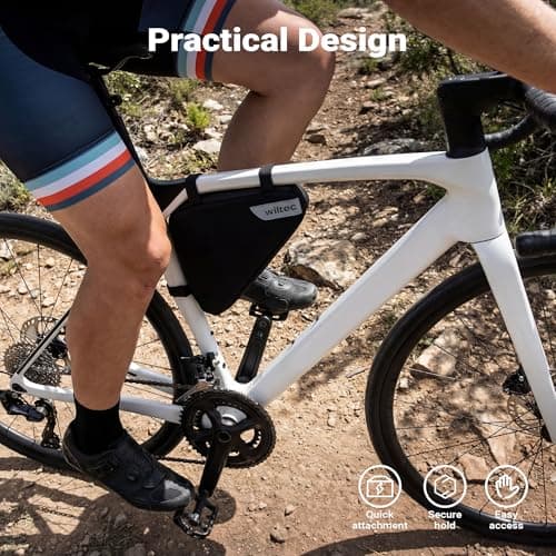 WilTec Bike Frame Bag, 23 x 6 x 20 cm with 1.8 Litre Capacity, Water-Repellent Frame Bag — view 6