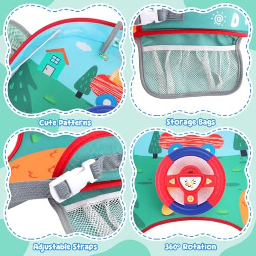 deAO Kids Steering Wheel Toys, Musical Car Seat Tray Pretend Driving Toy — view 4