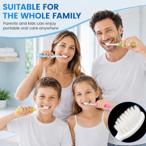 4Pcs Travel Toothbrush, Foldable Soft Bristle Toothbrushes with Travel Case, Portable Mini Toothbrush Set for Adults Kids, Camping Hiking Hotel Home Oral Care (Blue, Pink, Green, Yellow) — view 5